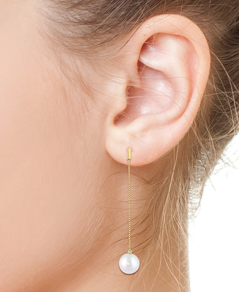 Effy Cultured Freshwater Pearl (7.5MM) & Diamond Accent Drop Earrings in 14k Yellow Gold