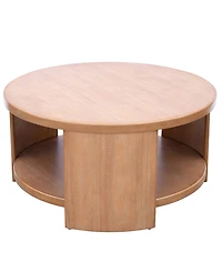 Ink+Ivy 36" Wood Skye Wide Round Coffee Table with Shelf