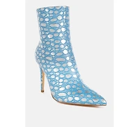 Moolah Embossed Stiletto Heel Ankle Boots
