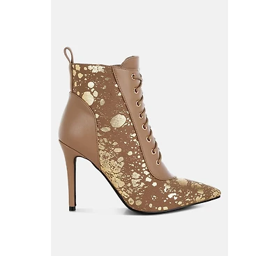 Fat Cat Abstract Pattern Lace-Up Ankle Boots