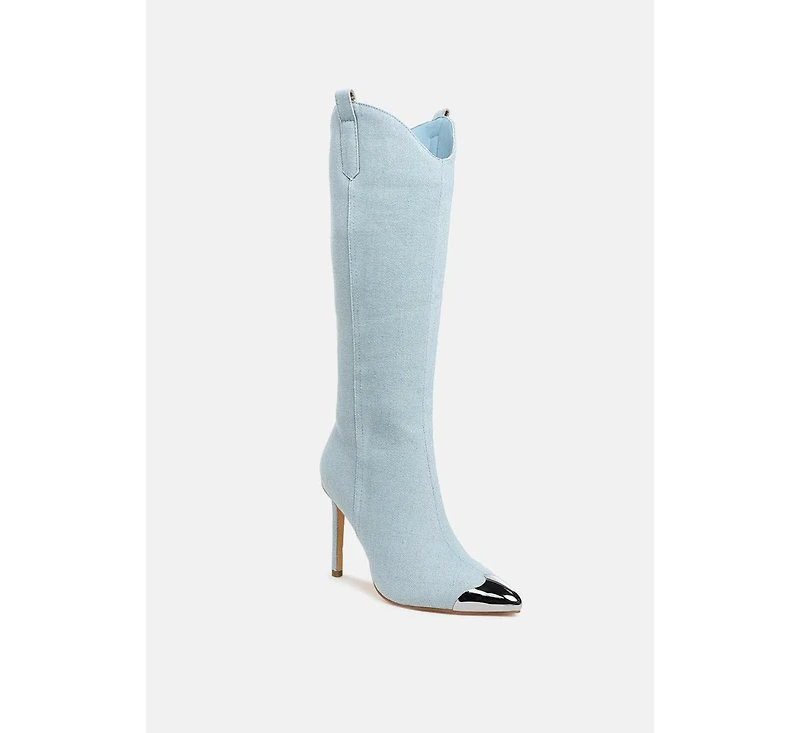 Ridda Metallic Cap Toe Denim Boots