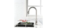 Single Handle Kitchen Sink Faucet – High Arc Design with Pull-Down Sprayer in Brushed Stainless Steel Finish