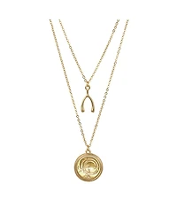 American Coin Treasures 17010 21 x 19 in. Irish Half Penny Ornamental Bird Wishbone Double Chain Necklace, Gold
