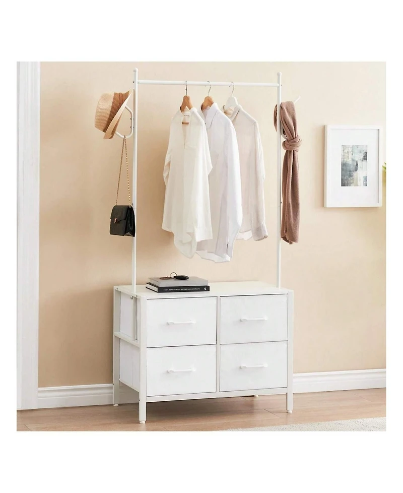 gaomon Clothing Rack With 4/6 Drawers, Freestanding Closet Organizer, Clothes Stand Dresser With Steel Frame & Wooden Top, Tall Closet Storage Organiz