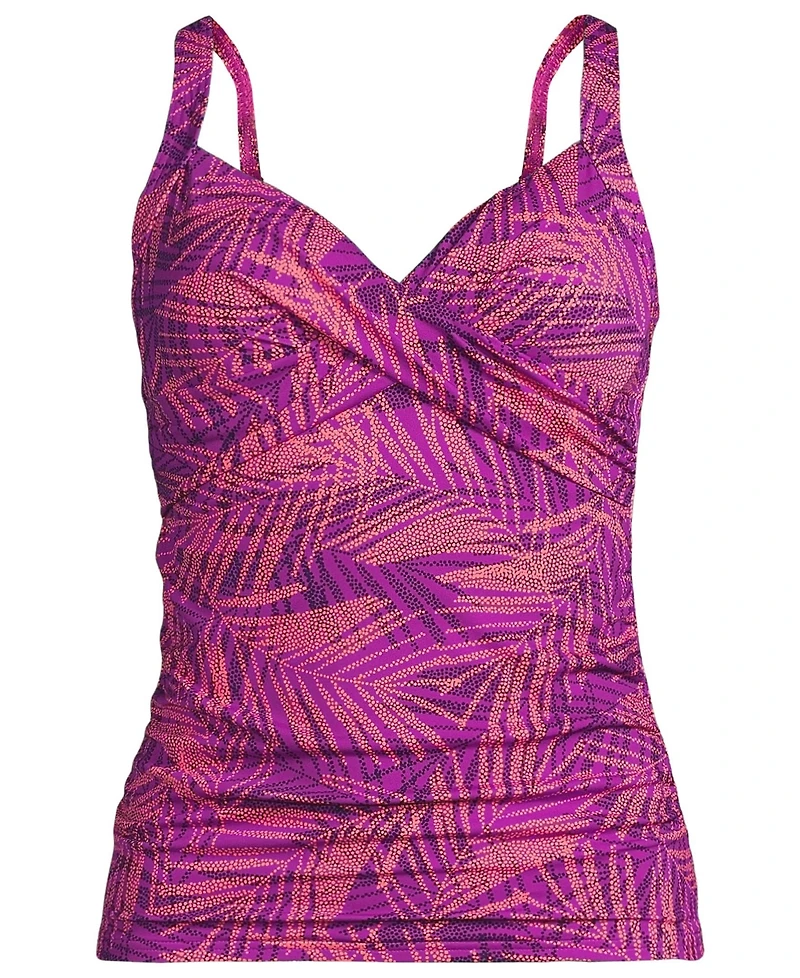 Lands' End Women's V-Neck Wrap Underwire Tankini Swimsuit Top