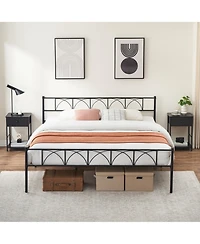 gaomon Metal Bed Frame King Black, Sturdy Modern Stylish Iron Twin Bed Frame with Headboard and Footboard
