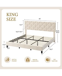 Gaomon King Bed Frame, Upholstered Heavy-Duty Platform Frame