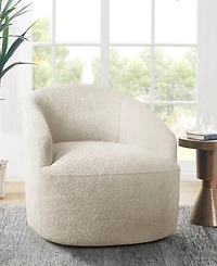 Ink+Ivy 30" Wood Bonn Wide Upholstered 360 Degree Swivel Chair