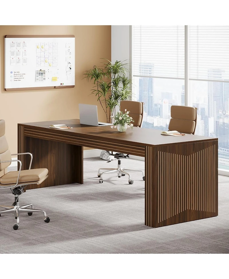 Tribesigns 79-Inch Extra Long Desk, Two Person Desk Double Desk for Home Office, Wooden Long Computer Desk, Writing Table Study Desk for Office