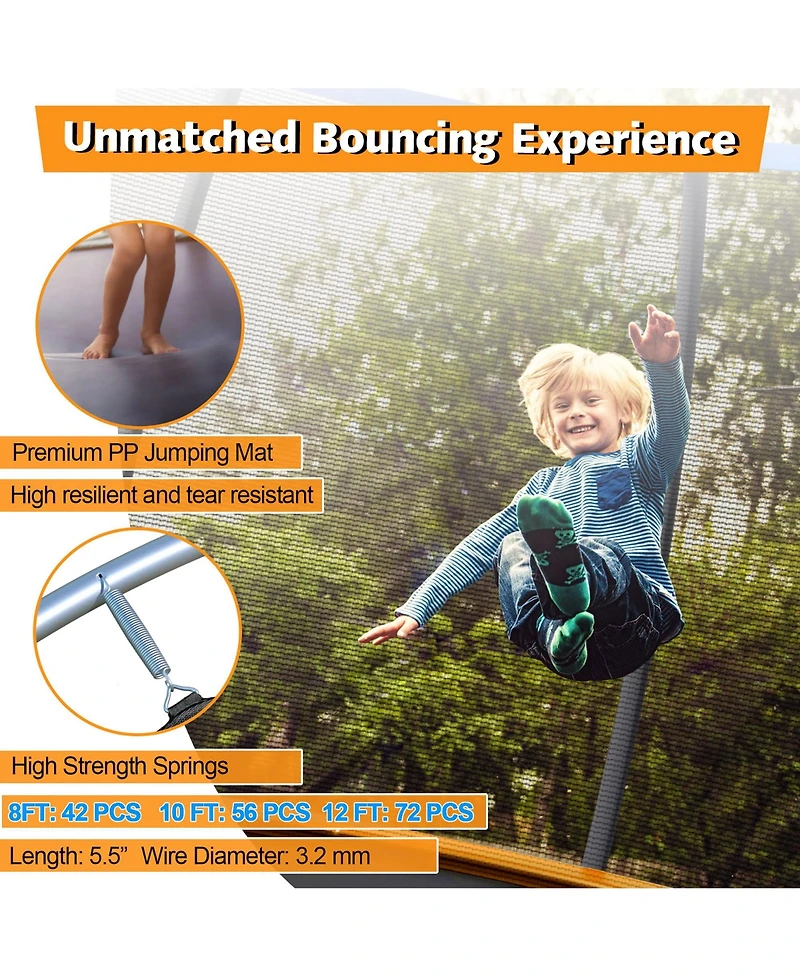 Gymax 8FT Recreational Trampoline w/ Ladder Enclosure Net Safety Pad Outdoor