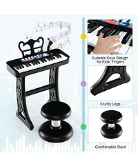 Gymax 37-Key Kids Piano Keyboard Toy Musical Electronic Instrument w/ Stool