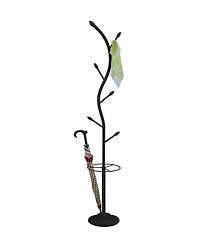 Kings Brand Furniture Kubin Metal 6-Hook Coat & Hat Rack with Umbrella Stand