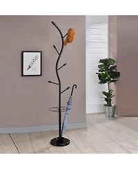 Kings Brand Furniture Kubin Metal 6-Hook Coat & Hat Rack with Umbrella Stand