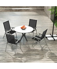 Gymax 4PCS Patio Portable Metal Folding Chairs Dining Chair Set Poolside Garden
