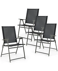 Gymax 4PCS Patio Portable Metal Folding Chairs Dining Chair Set Poolside Garden