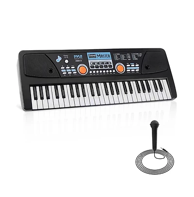 Pyle 49-Key Digital Karaoke Keyboard - Portable Electronic Piano with Rechargeable Battery & Microphone (PKBRD4113