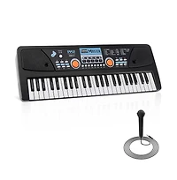 Pyle 49-Key Digital Karaoke Keyboard - Portable Electronic Piano with Rechargeable Battery & Microphone (PKBRD4113