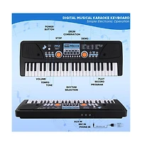 Pyle 49-Key Digital Karaoke Keyboard - Portable Electronic Piano with Rechargeable Battery & Microphone (PKBRD4113