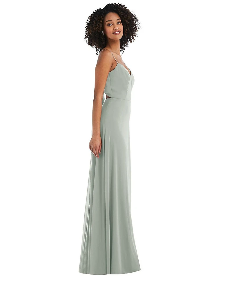 Women's Tie-Back Cutout Maxi Dress with Front Slit