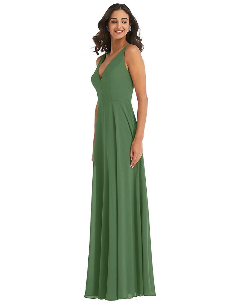 Women's Deep V-Neck Chiffon Maxi Dress