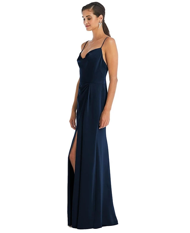 abercrombie cowl neck draped maxi dress Women's in Dark Indigo Floral | Size XL TALL featuring a cowl neckline Had to dress our best
