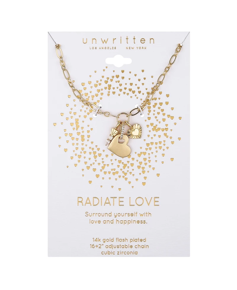 Unwritten Cubic Zirconia Key and Heart Link Pendant Necklace