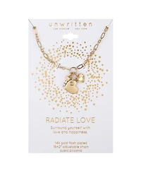 Unwritten Cubic Zirconia Key and Heart Link Pendant Necklace