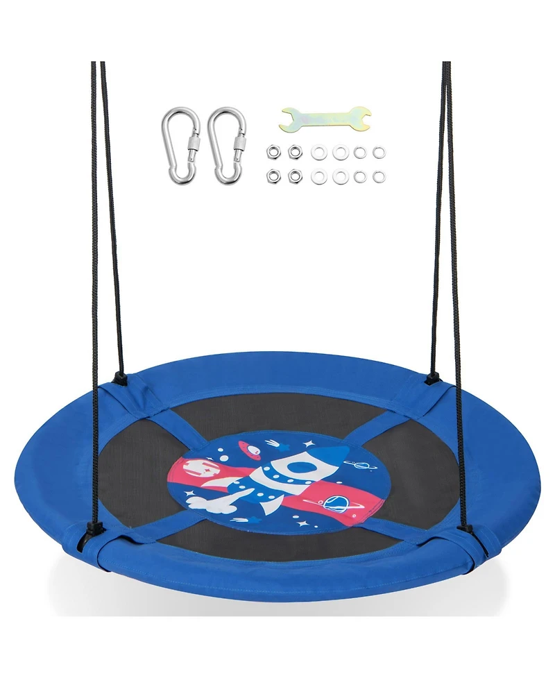 Hongge 40 Inches Saucer Tree Swing with Adjustable Hanging Ropes and 900D Oxford Fabric