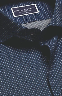 Charles Tyrwhitt Men's Slim Fit Semi-Cutaway Collar Non-Iron Floral Geo Print Shirt