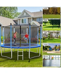 Gymax 14FT Jumping Exercise Recreational Bounce Trampoline for Kids W/Safety Enclosure