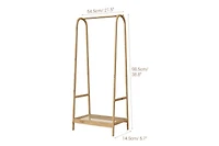 gaomon Bamboo Clothes Rack, Freestanding Clothing Rack with Storage Shelf and Hanging Rod, Easy Assemble, Portable Clothes Rack, Wooden Space-Saving G