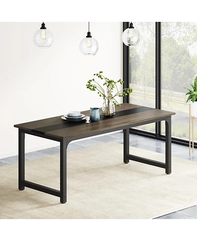 Tribesigns Rectangular Dinner Table with Heavy Duty Metal Legs,Industrial Kitchen Table for 6-8 Person