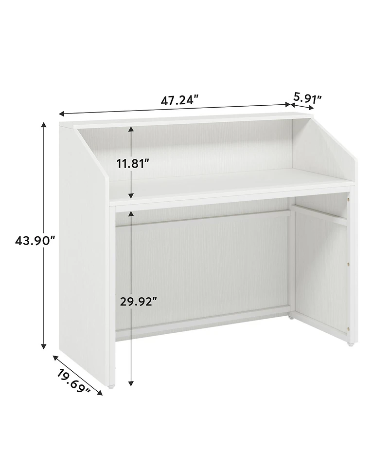 Tribesigns 47 inch Retail Counter,Modern Front Desk Reception Room Table with Cable Grommet,Reception Desk with Counter