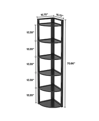 Tribesigns 70.9 Inch Tall Corner Bookshelf Small Bookcase Rustic Shelving Unit Storage Rack,6 Tier Shelf