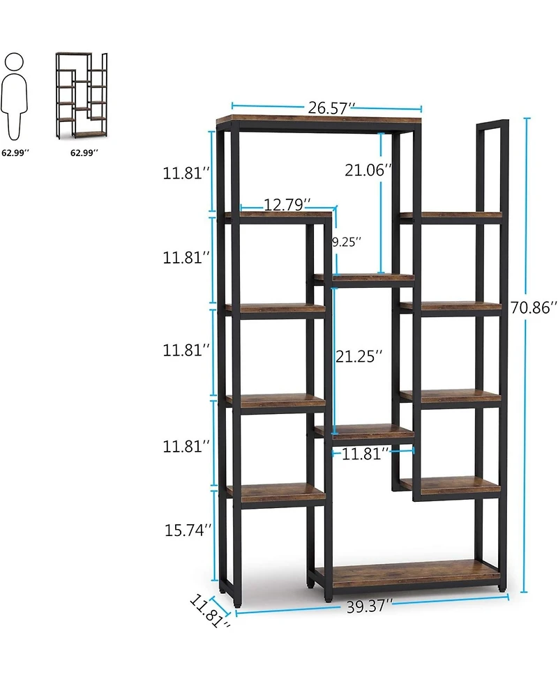Tribesigns 12-Shelf Display Shelves Book Storage Organizer Set of 2,6-Tier Bookshelf 70.9 inch Tall Bookcase