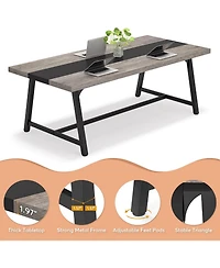 Tribesigns Dining Table for 8 People, 70.87-inch Rectangular Wood Kitchen Table with Strong Metal Frame, Industrial Large Long Dining Room Table