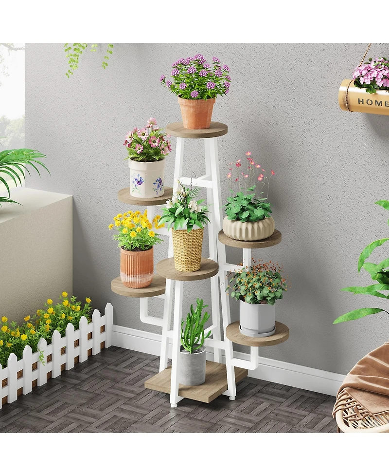 Tribesigns Wooden Corner Plant Pots Holder Rack Flower Stand Shelf Planter Organizer,7 Tier Indoor