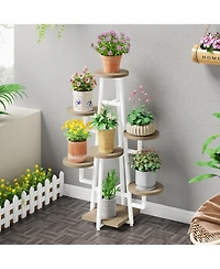Tribesigns Wooden Corner Plant Pots Holder Rack Flower Stand Shelf Planter Organizer,7 Tier Indoor