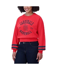 Wear by Erin Andrews Women's Red St. Louis Cardinals Vintage Washed Cropped Pullover Sweatshirt