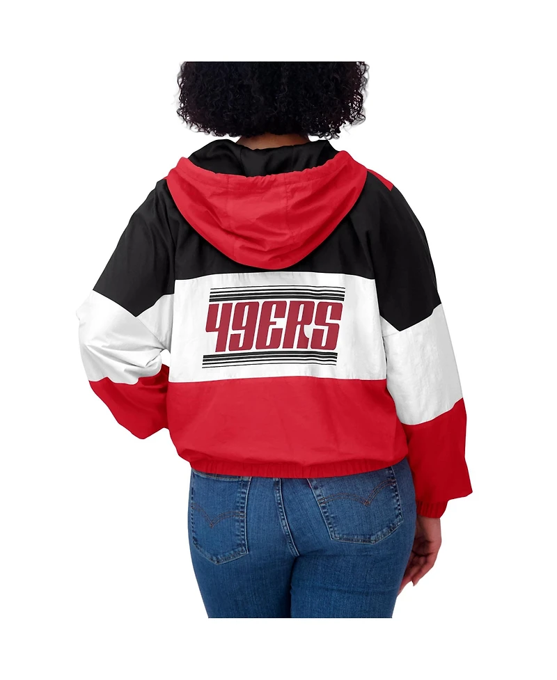Wear by Erin Andrews Women's Scarlet San Francisco 49ers Color Block Full-zip Windbreaker Jacket