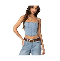 Edikted Womens Tennessee Denim Corset