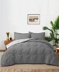 Unikome Lightweight Quilted Reversible Down Alternative Comforter Set, 3 Piece