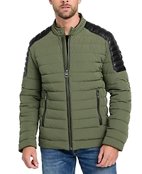 Guess Men's Lightweight Quilted Jacket with Moto Detail