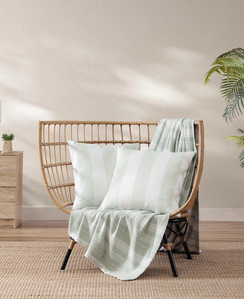 Closeout! Tommy Bahama Home Awning Stripe Cotton Decorative Pillow, 20" x 20"