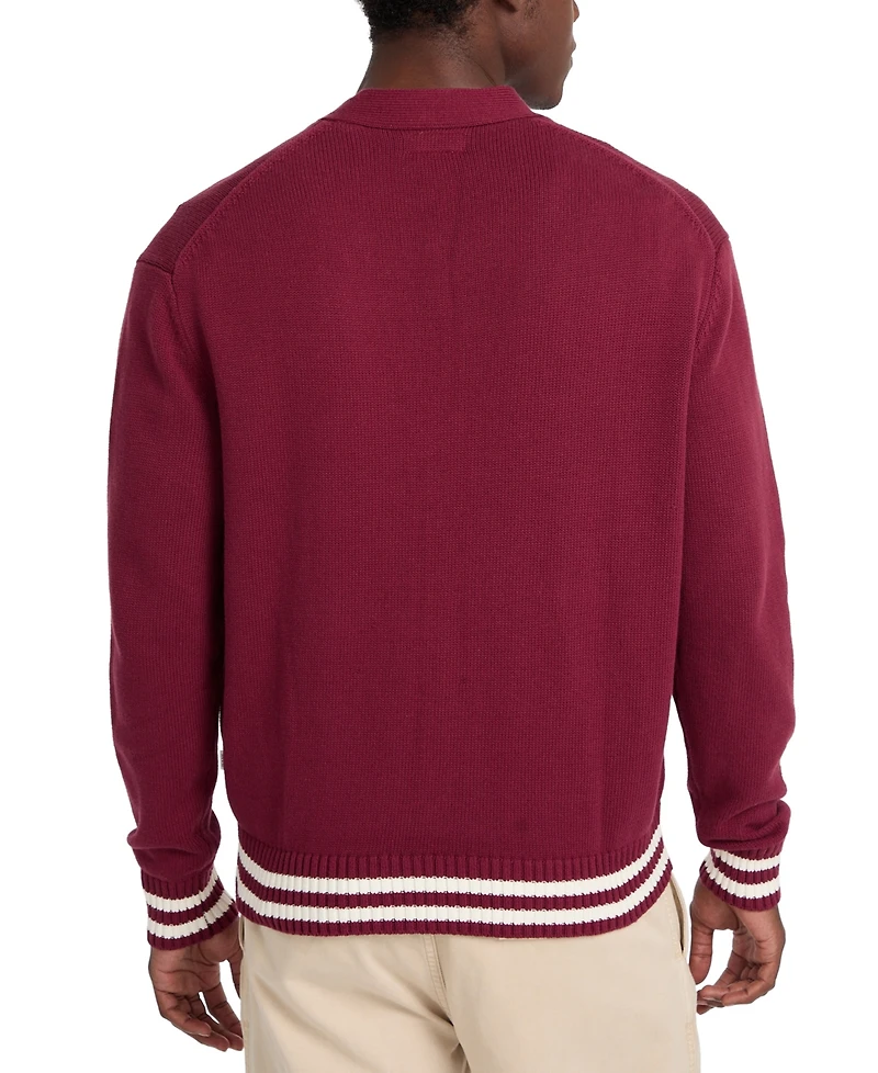 Guess Jeans Men's Embossed Logo Cardigan Sweater