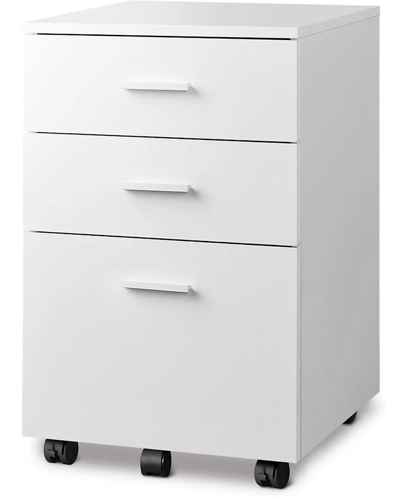 3 Drawer Wood Mobile File Cabinet, Rolling Filing Cabinet for Letter/A4 Size