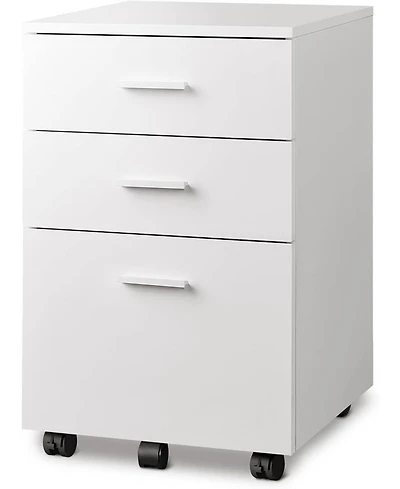 3 Drawer Wood Mobile File Cabinet, Rolling Filing Cabinet for Letter/A4 Size