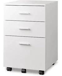 3 Drawer Wood Mobile File Cabinet, Rolling Filing Cabinet for Letter/A4 Size