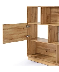 LuxenHome 8-Shelf and 2-Cabinet Tall Bookcase with Doors