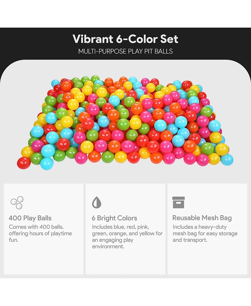 BalanceFrom Fitness 2.3 In Crush Proof Play Pit Balls w/ Storage Bag, Multicolor